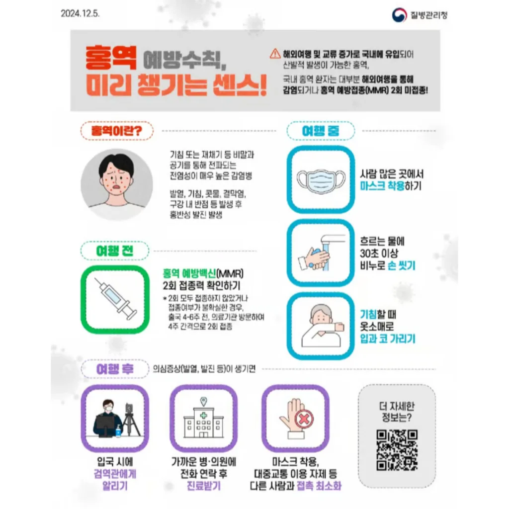 홍역 예방접종 및 감염예방수칙 안내문