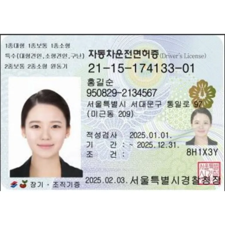 2025년 신규 자동차운전면허증 디자인 예시