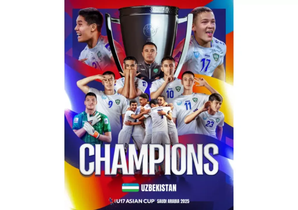 아시아축구연맹(AFC) 17세 이하(U17) 아시안컵 우승을 차지한 우즈베키스탄.