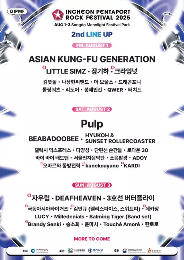 인천시가 16일 2025 인천펜타포트 락 페스티벌 2차 라인업을 공개했다.
