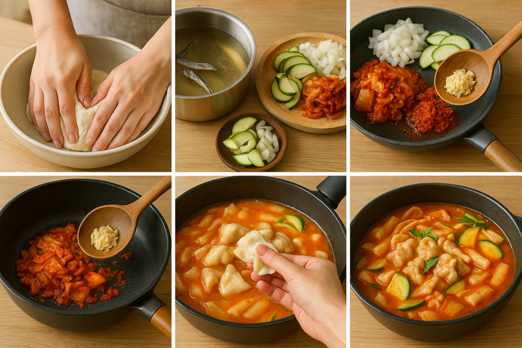 김치수제비 과정