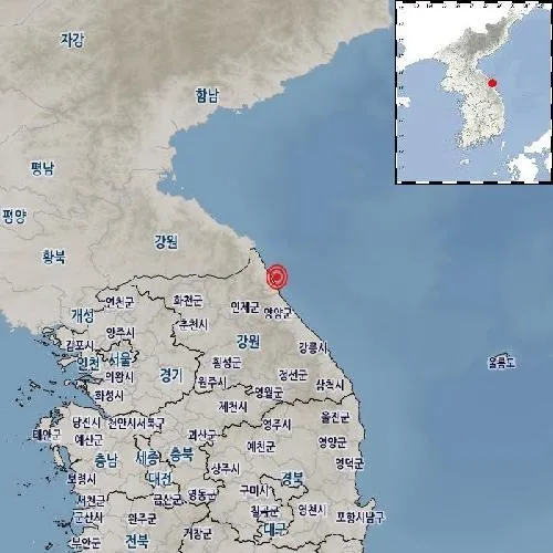 강원 고성 지진 발생 위치도