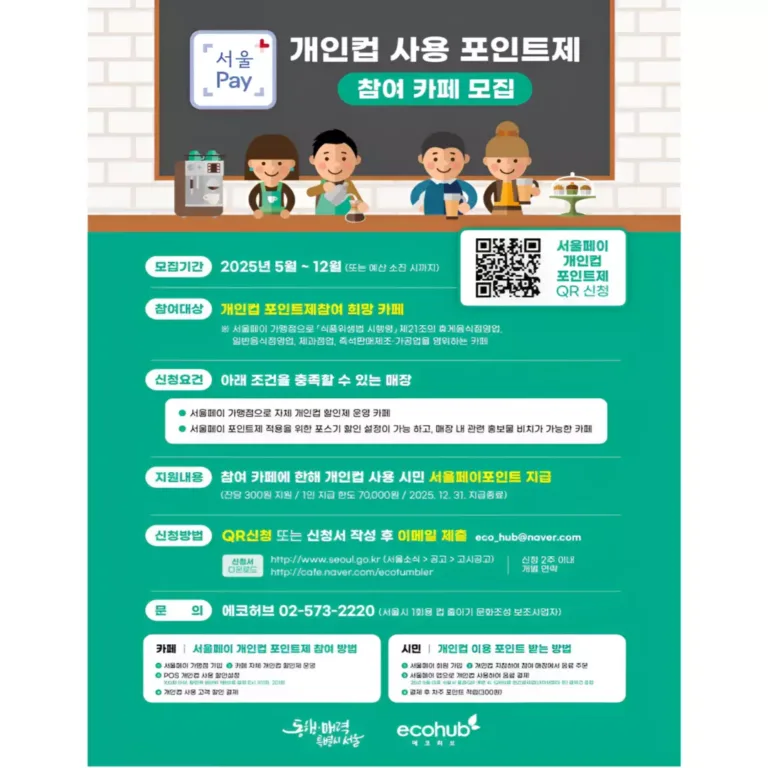 ‘서울페이 개인 컵 포인트제’ 운영 포스터