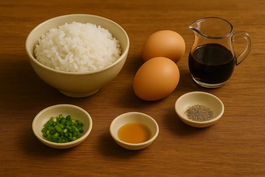 계란 간장볶음밥 재료.