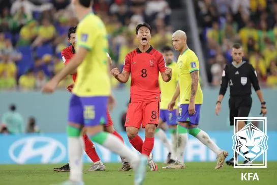 2022 카타르 월드컵 16강전 당시 브라질을 상대로 득점을 기록한 백승호