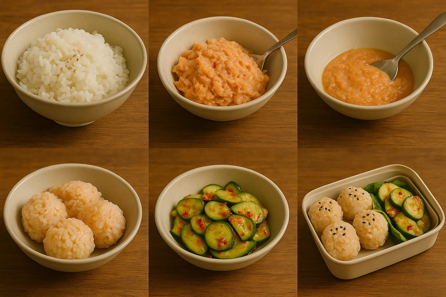 연어마요 주먹밥 + 오이무침(단무지 무침)