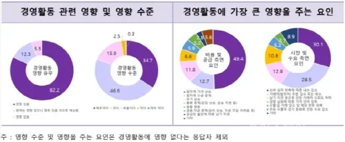 중동 전쟁 영향으로 여성기업 82%가 경영 타격을 받은 것으로 조사됐다. 원자재 가격 상승과 내수 감소, 매출 감소 전망 등 주요 원인과 대응 과제를 분석했다.