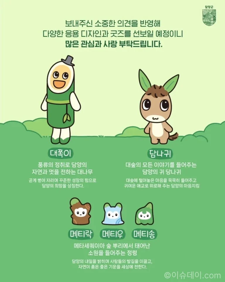 담양 관광 캐릭터 ‘담나귀·대쪽이·메티’ 공개
