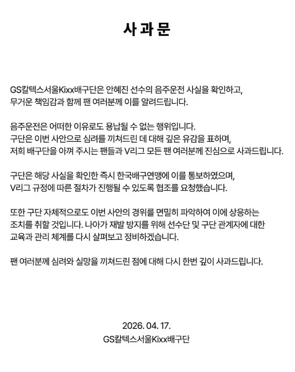 안혜진 음주운전
