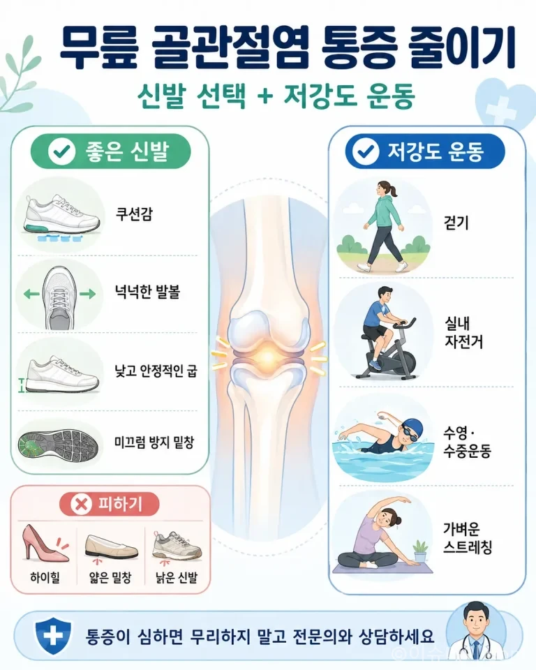 골관절염 환자는 설탕·트랜스지방 섭취, 만성 스트레스, 맞지 않는 신발, 수면 부족, 운동 부족을 주의해야 한다. 관절 통증과 염증을 줄이기 위한 식습관, 신발 선택, 수면, 저강도 운동 관리법을 정리했다.