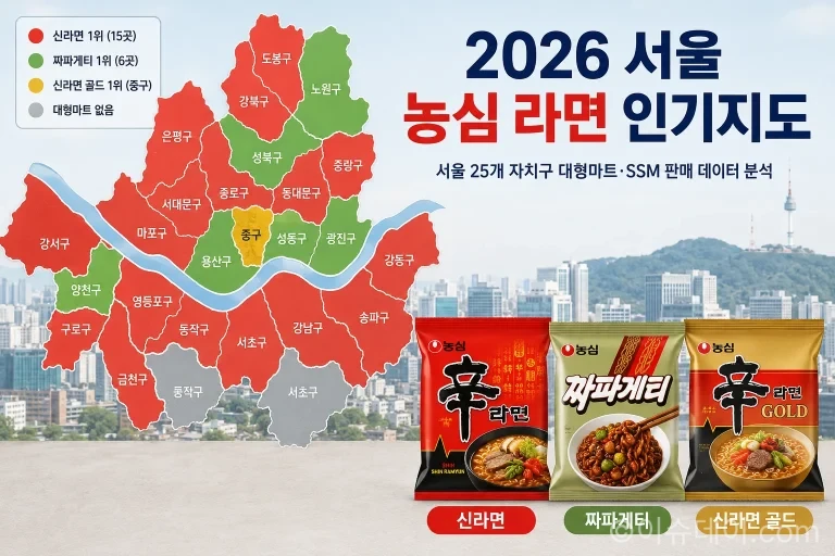 2026 서울 농심 라면 인기지도와 신라면 짜파게티 신라면 골드