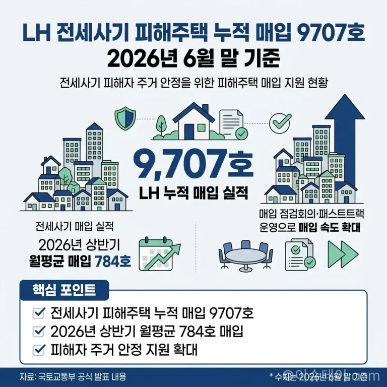 국토교통부가 2026년 6월 전세사기 피해 548건을 추가 인정했다. 누적 인정은 3만9669건, LH 피해주택 매입은 9707호로 늘었다.