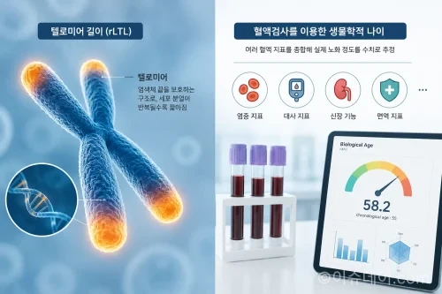 텔로미어 길이와 혈액검사를 이용한 생물학적 나이 측정 방법