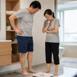 나이 들수록 체중 감량이 어려운 이유를 고민하는 중년 남녀