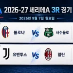 2026년 9월 7일 세리에A 3R 프리뷰
