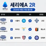 2026년 8월 31일 세리에A 2라운드 나폴리 코모 칼리아리 인터 라치오 제노아 경기 일정