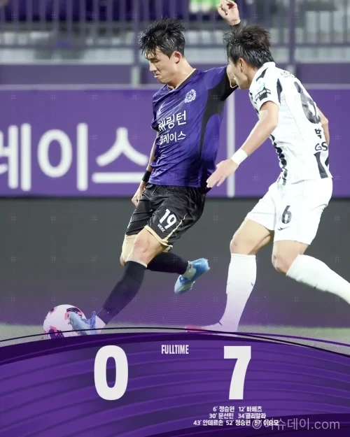 FC안양 서울 0-7 패배 후 경기장을 바라보는 유병훈 감독