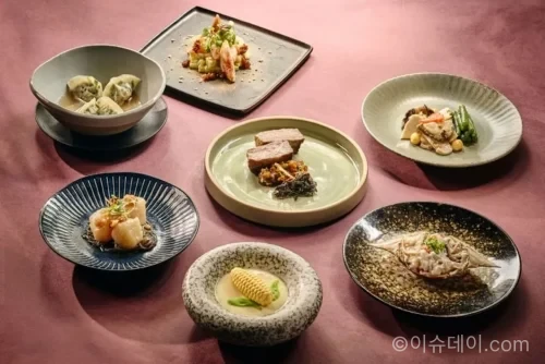 조선호텔 가을 코스 대하 자연송이 밤 꽃게 와인 사케 페어링