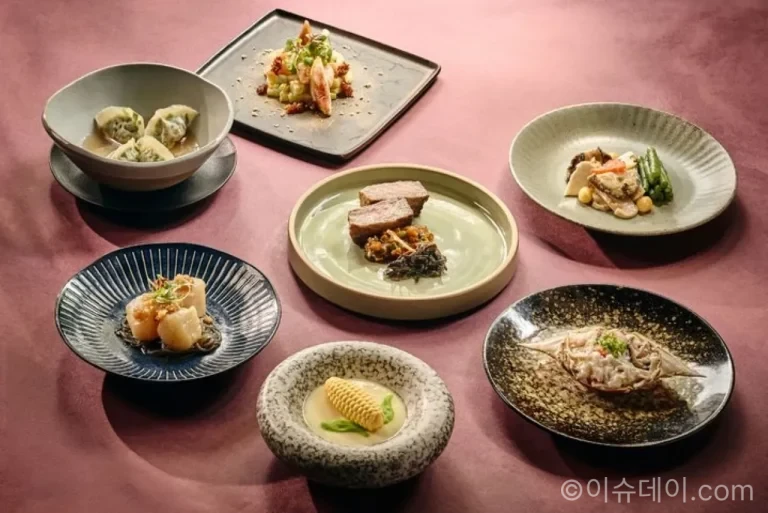 조선호텔 가을 코스 대하 자연송이 밤 꽃게 와인 사케 페어링