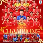 김상식 감독과 베트남 축구대표팀 2026 아세안 현대컵 우승 세리머니