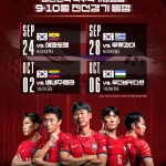 대한민국 축구 국가대표팀 2026년 9월 10월 A매치 일정