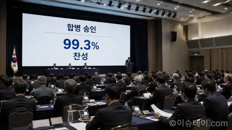 아시아나항공은 2026년 8월 12일 임시주주총회에서 대한항공과의 합병안을 참석 주식 기준 99.3% 찬성으로 승인했다.(기사 이해를 돕기 위한 AI 생성 이미지)