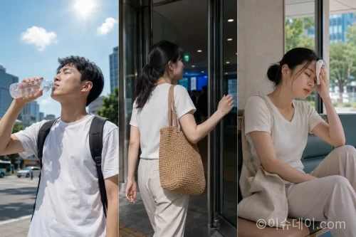 온열질환 예방을 위한 물 그늘 휴식 건강수칙