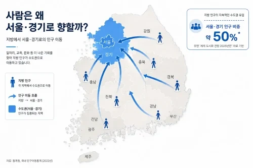 한국 수도권 인구 집중 43.3%…서울 쏠림이 계속되는 이유