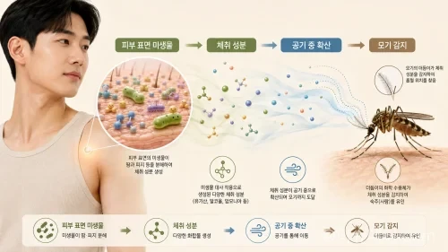 모기 유인과 체취, 피부 미생물군의 관계