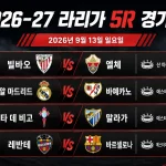 2026년 9월 13일 라리가 5R 비야레알-엘체, 레알 마드리드-라요 바예카노 등 4경기 일정 프리뷰
