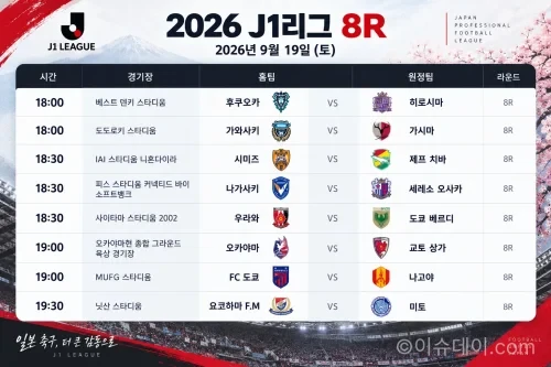 2026 J리그 8R 프리뷰 경기 일정표