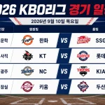 2026년 9월 10일 KBO리그 한화 SSG KT 롯데 NC KIA 키움 두산 4경기 일정 프리뷰