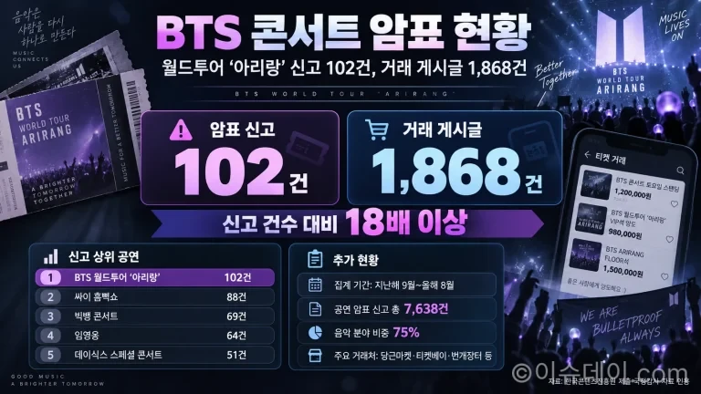 공연 암표 방지법 시행 이후 온라인 티켓 재판매 문제를 설명하는 이미지