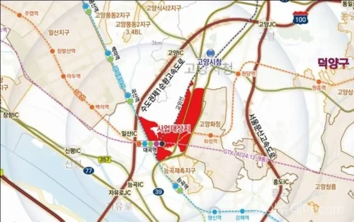 고양대곡지식융합지구 대곡역과 신규 공공주택지구 위치도