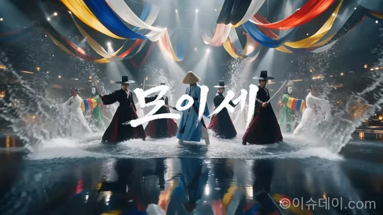 임영웅 모이세 뮤직비디오에서 축제 분위기를 표현한 장면