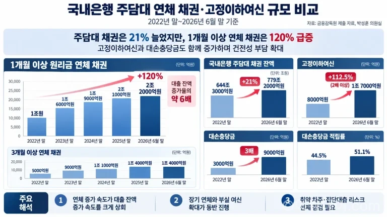 국내 은행 주택담보대출 연체 증가 추이를 보여주는 그래프