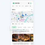 네이버지도에서 일본 현지 음식점을 검색하는 여행객 화면