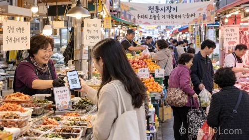 손님들로 활기를 띠는 한국 전통시장
