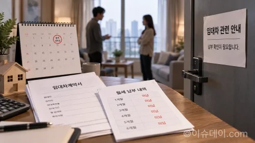 장기 월세 체납과 임대차 갈등이 형사사건으로 이어진 상황을 상징