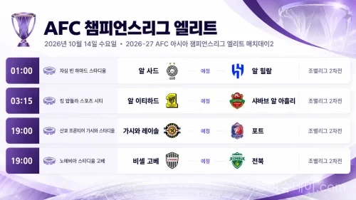 2026년 10월 14일 AFC 챔피언스리그 엘리트 매치데이 2경기