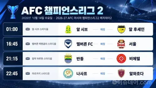 2026년 10월 14일 AFC 챔피언스리그 투 매치데이 2경기