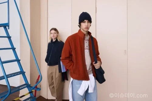유니클로 and JW 앤더슨 2026 FW 쇼트 블루종과 후리스 스타일링