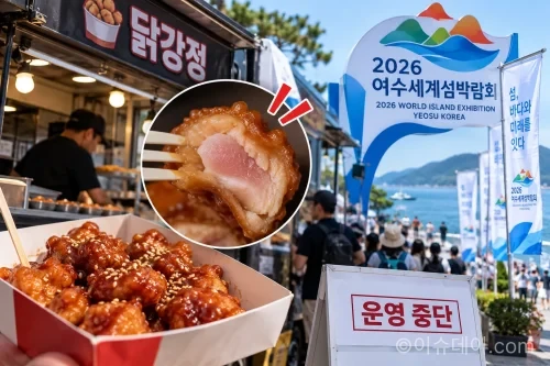 2026 여수세계섬박람회 푸드트럭 닭강정 조리 논란