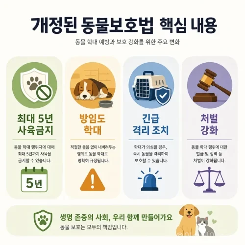 개정 동물보호법 핵심 내용 요약 인포그래픽