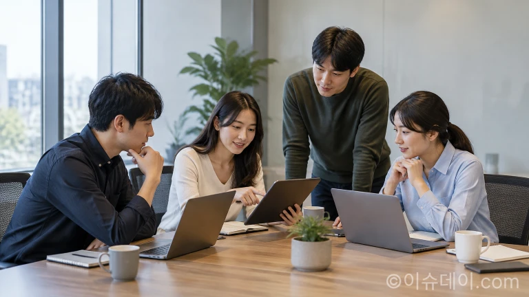디지털 기기를 통해 서비스 이용 자격을 검토하는 데스크 환경