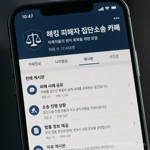 피해자들이 정보를 공유하는 '해킹 피해자 집단소송' 온라인 카페 화면