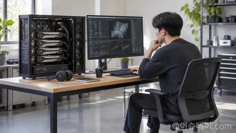 클라우드 전송 없이 사내 장비에서 온프레미스 AI 모델을 직접 실행하는 워크스테이션 장비 전경