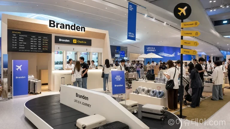 DDP 디자인페어 2026에 참가한 브랜든의 공항 콘셉트 부스