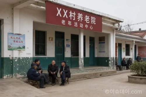 학생이 줄어 노인 돌봄 시설로 용도가 변경된 중국의 한 농촌 학교 건물