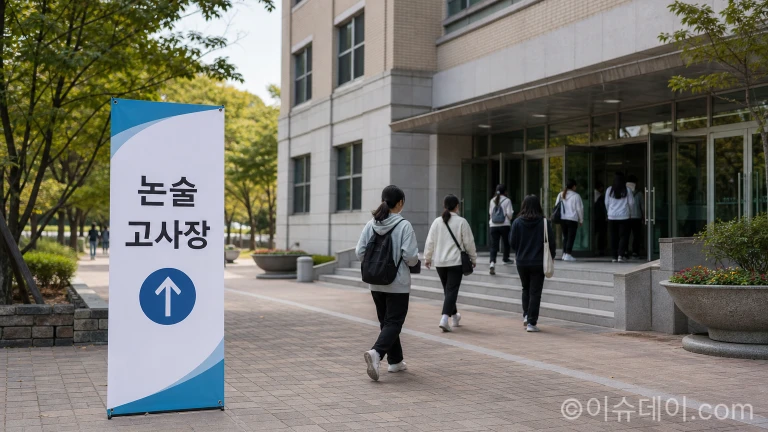 대입 수시 시험장 건물 입구로 들어서는 수험생들